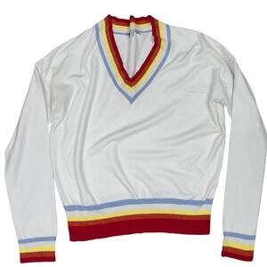 Madison Marcus Women's V Neck Rainbow Hem Sweater Size Large